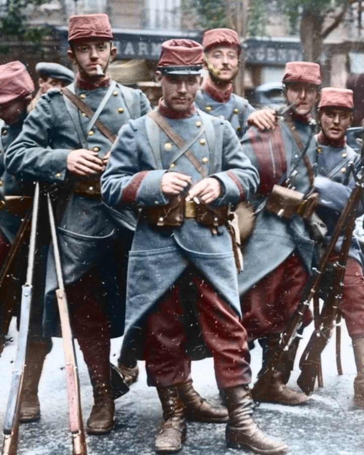 Французские солдаты, 1914 год.