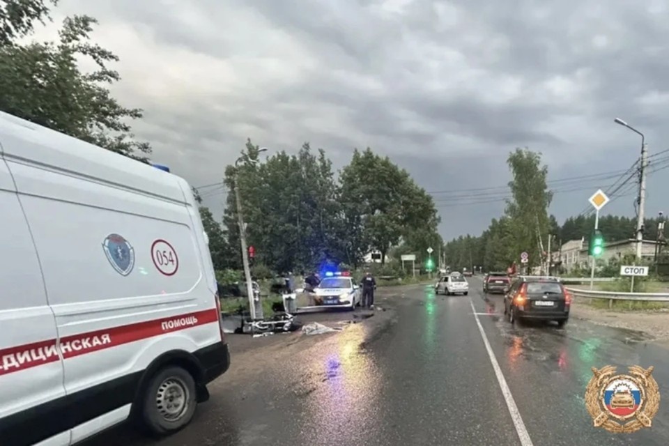   Автомобиль сбил байкера в Конаково Фото: Госавтоинспекция Тверской области