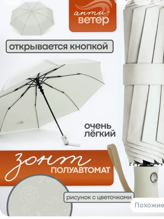 Зонт купила для лета, чтобы от солнышка. Ветер вряд ли выдержит. 