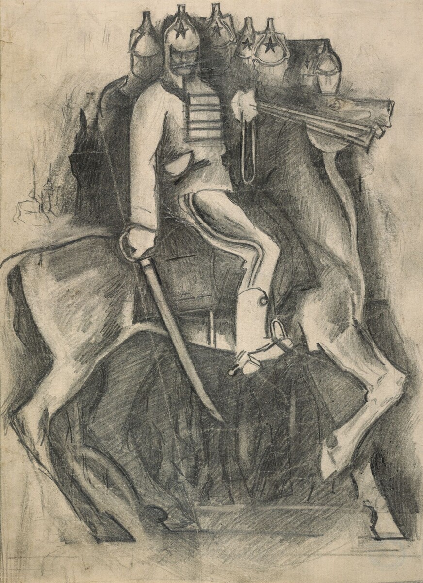 Юрий Меркулов. Буденный. Из цикла "Эпопея гражданской войны". 1924-1928. Бумага, графитный карандаш