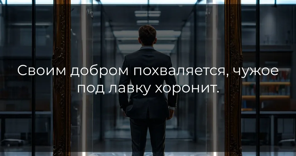 Своим добром похваляется, чужое под лавку хоронит
