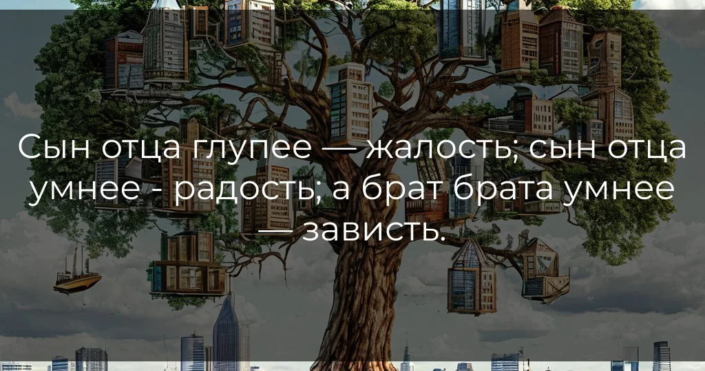 Сын отца глупее — жалость; сын отца умнее - радость; а брат брата умнее — зависть