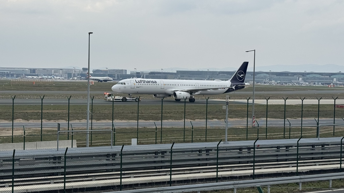 21.03.2026  Смотровая площадка / Aussichtsplattform Zeppelinheim Fankfurrt am Main. Узкофюзеляжный лайнер Airbus A321 немецкого перевозчика Lufthansa. Автор: Елена Мельникова (plennica_neba)