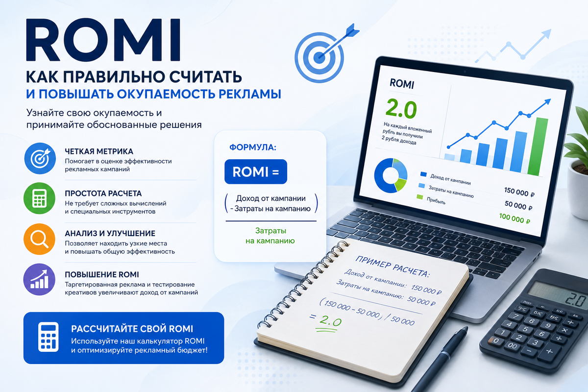 Как правильно считать ROMI: практическое руководство для рекламодателей
В быстро меняющемся мире digital-рекламы важно понимать, насколько эффективно работают ваши рекламные кампании. Одним из наиболее важных показателей, который позволяет оценить эффективность вложений, является ROMI — возврат на инвестиции в маркетинг. В этой статье мы разберем, как правильно считать ROMI, чтобы вы могли принимать обоснованные бизнес-решения.