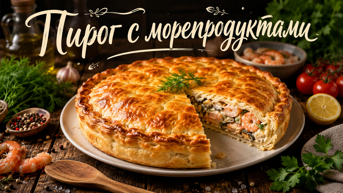 Пирог с морепродуктами