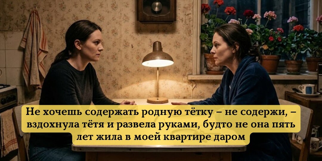 Не хочешь содержать родную тётку – не содержи, – вздохнула тётя и развела руками, будто не она пять лет жила в моей квартире даром