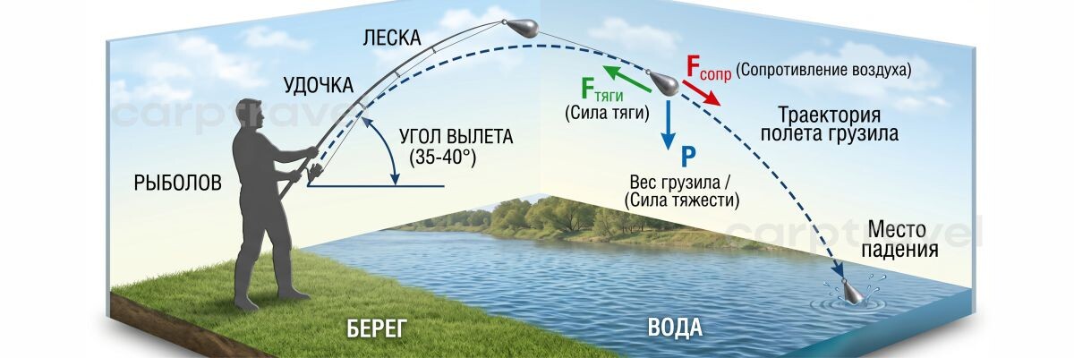 Правильный угол вылета – это не 45°, как в учебнике, а 35-40° с учетом работы бланка и анатомии человека. Научитесь его ловить – получите +15 метров