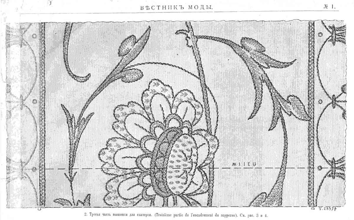 Третья часть вышивка для скатерти. Журнал "Вестник моды", 1899 год
