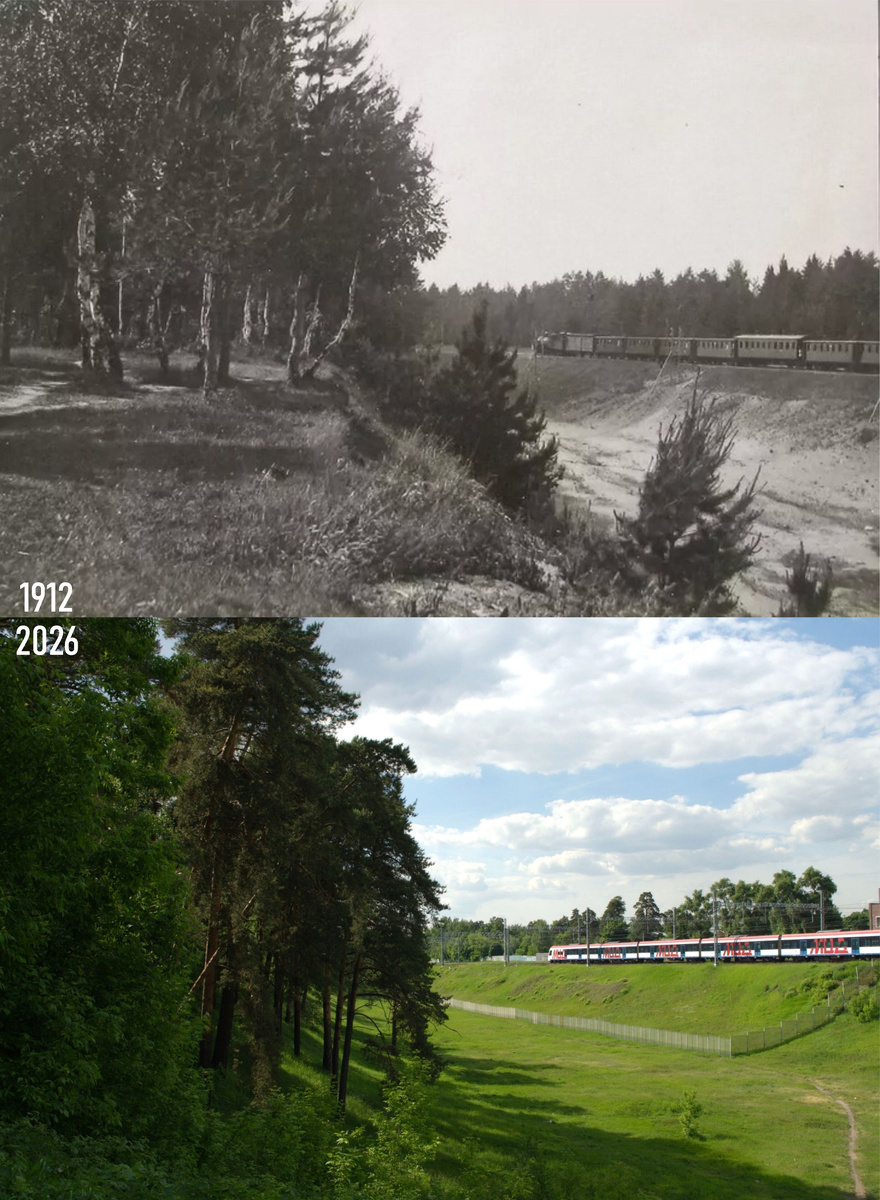 Вид с оврага в сторону Красково. Фотосравнение