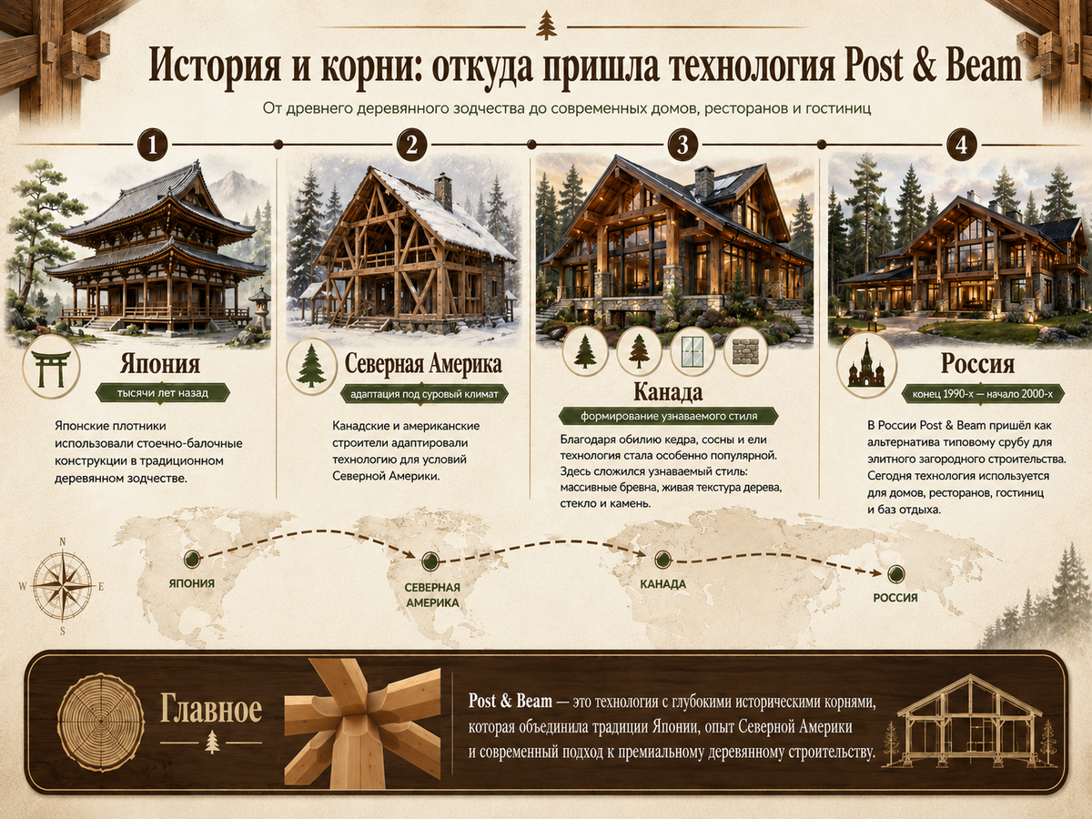 История возникновения технологии Post and Beam / Инфографика