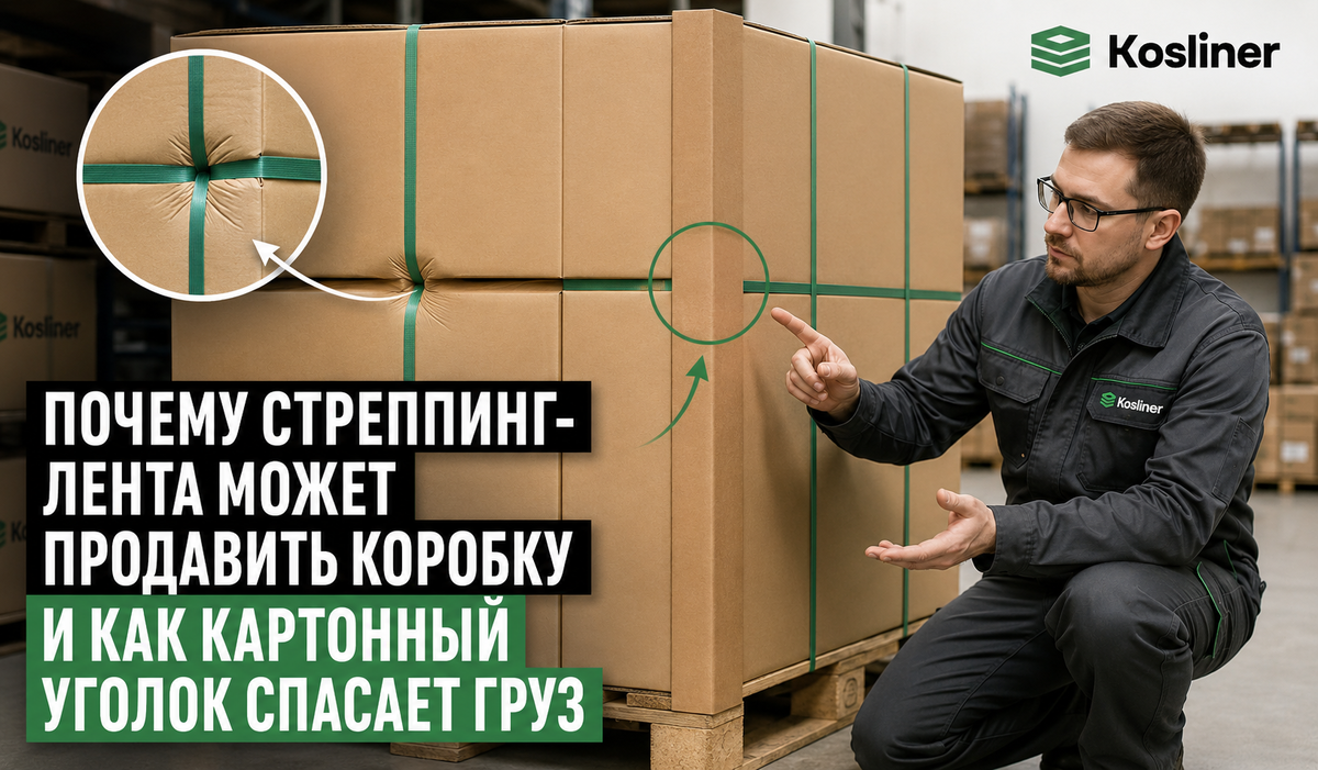 Картонный уголок защищает коробки с грузом