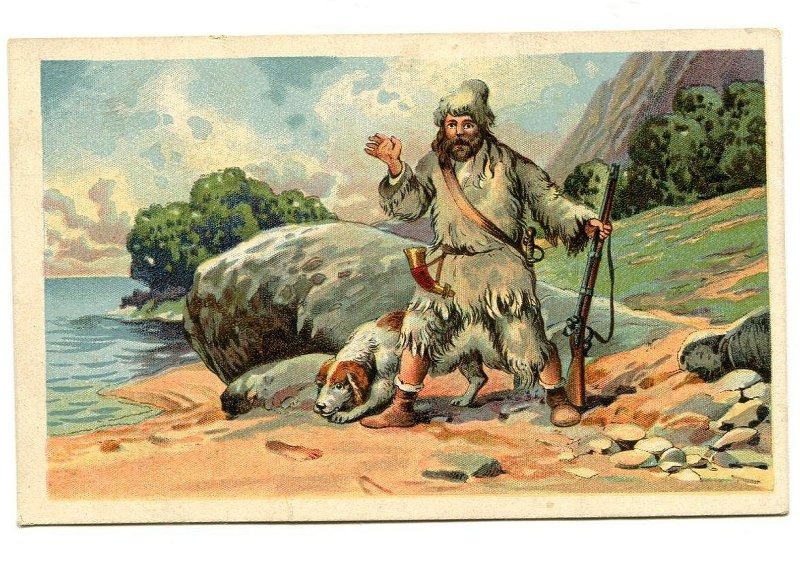 Рекламный листок шоколада «Амато», Товарищество А. И. Абрикосов и сыновья. Серия «Робинзон Крузо». №6, конец 19 — начало 20 века, Тверской государственный объединенный музей © Public domain