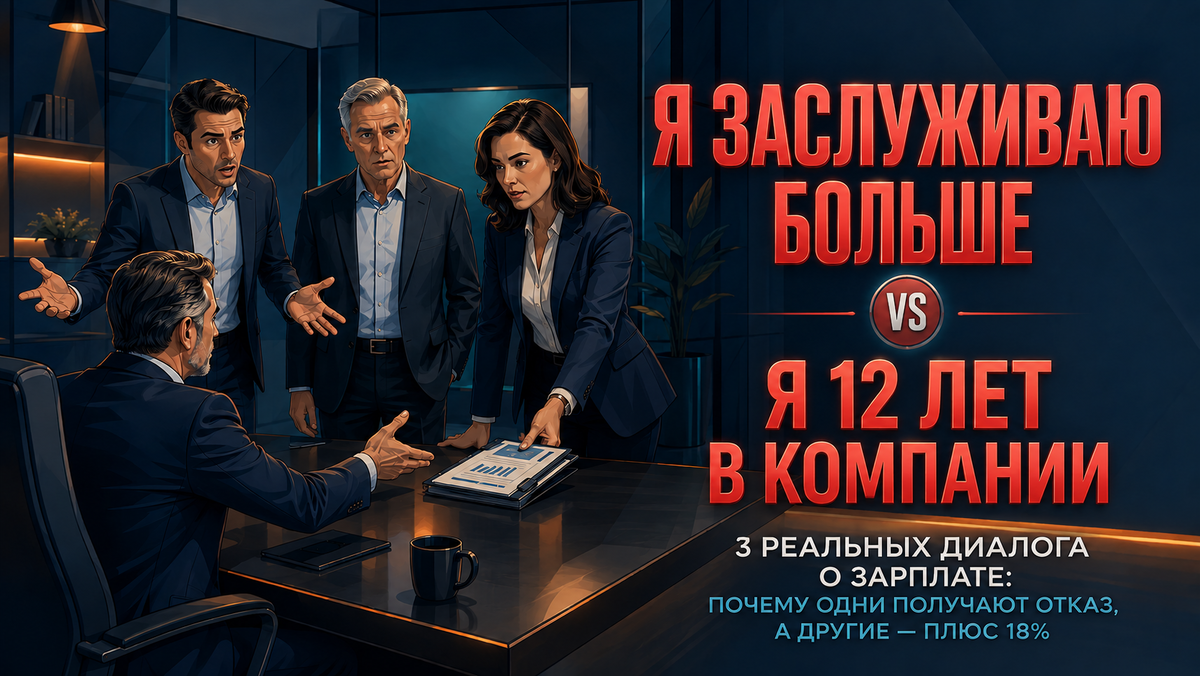 Три сотрудника разных поколений просят повышение зарплаты, но руководитель выбирает того, кто подготовил сильные аргументы.