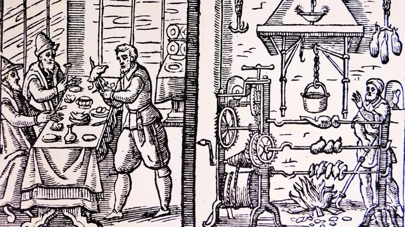 Гравюра из книги «Опера» (Opera dell'arte del cucinare) знаменитого итальянского повара эпохи Возрождения Бартоломео Скаппи (Bartolomeo Scappi)
