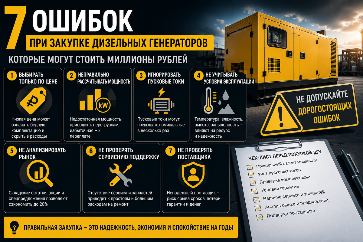 7 ошибок при закупке дизельных генераторов