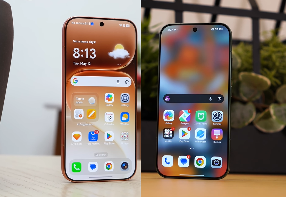 Honor 600 Proслева и Xiaomi 17 справа