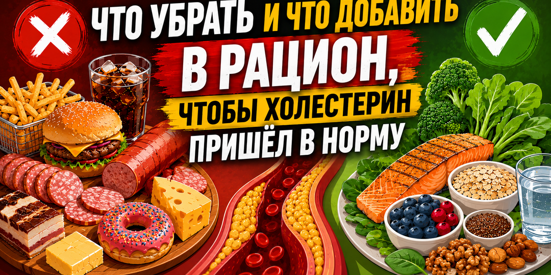 Что убрать и что добавить в рацион, чтобы холестерин пошёл вниз