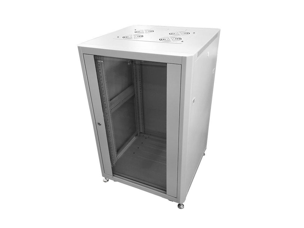 Шкаф напольный 19" Netko 42U серия Optima (600х800х2022), передняя дверь стекло, серый, разобранный