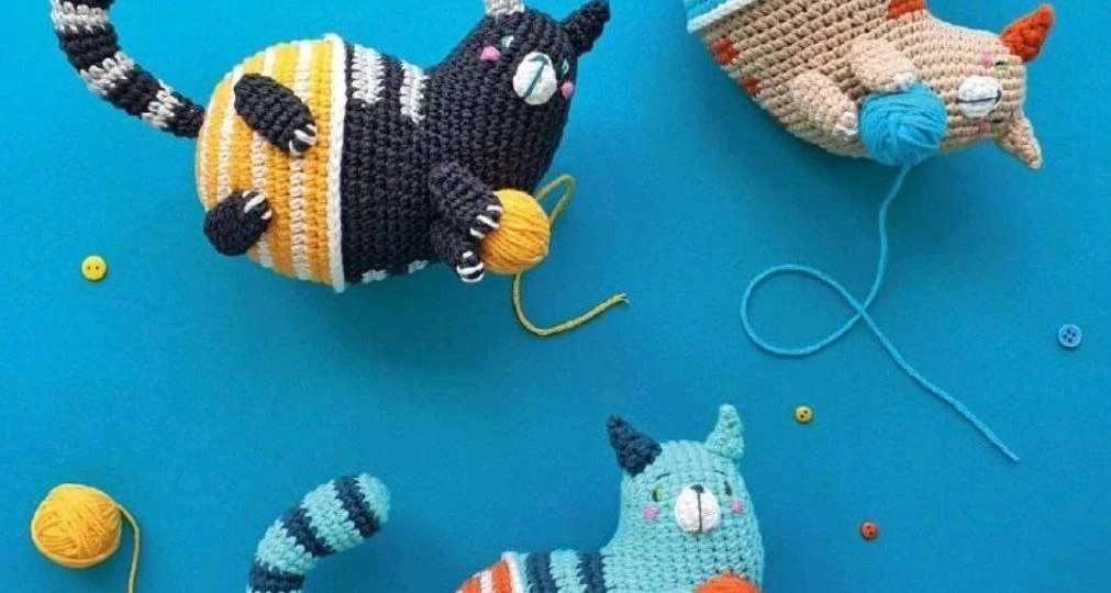 Рыба, котики и мишка крючком