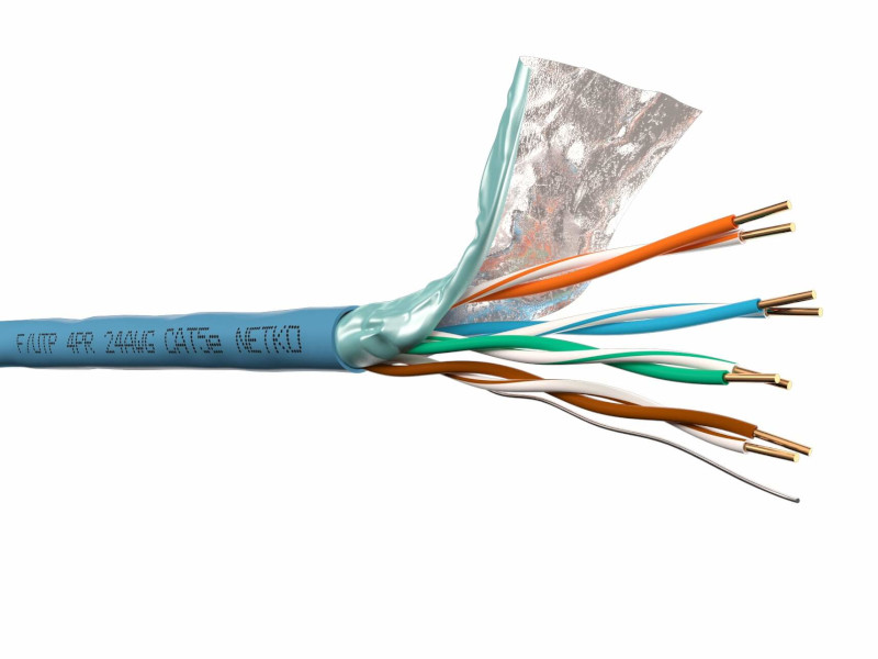 Кабель F/UTP4 (FTP4 ) cat.5e, 4 пары 24 AWG BC, одножильный, экранированный, 305м, синий, FLUKE TEST, NETKO Expert СКС