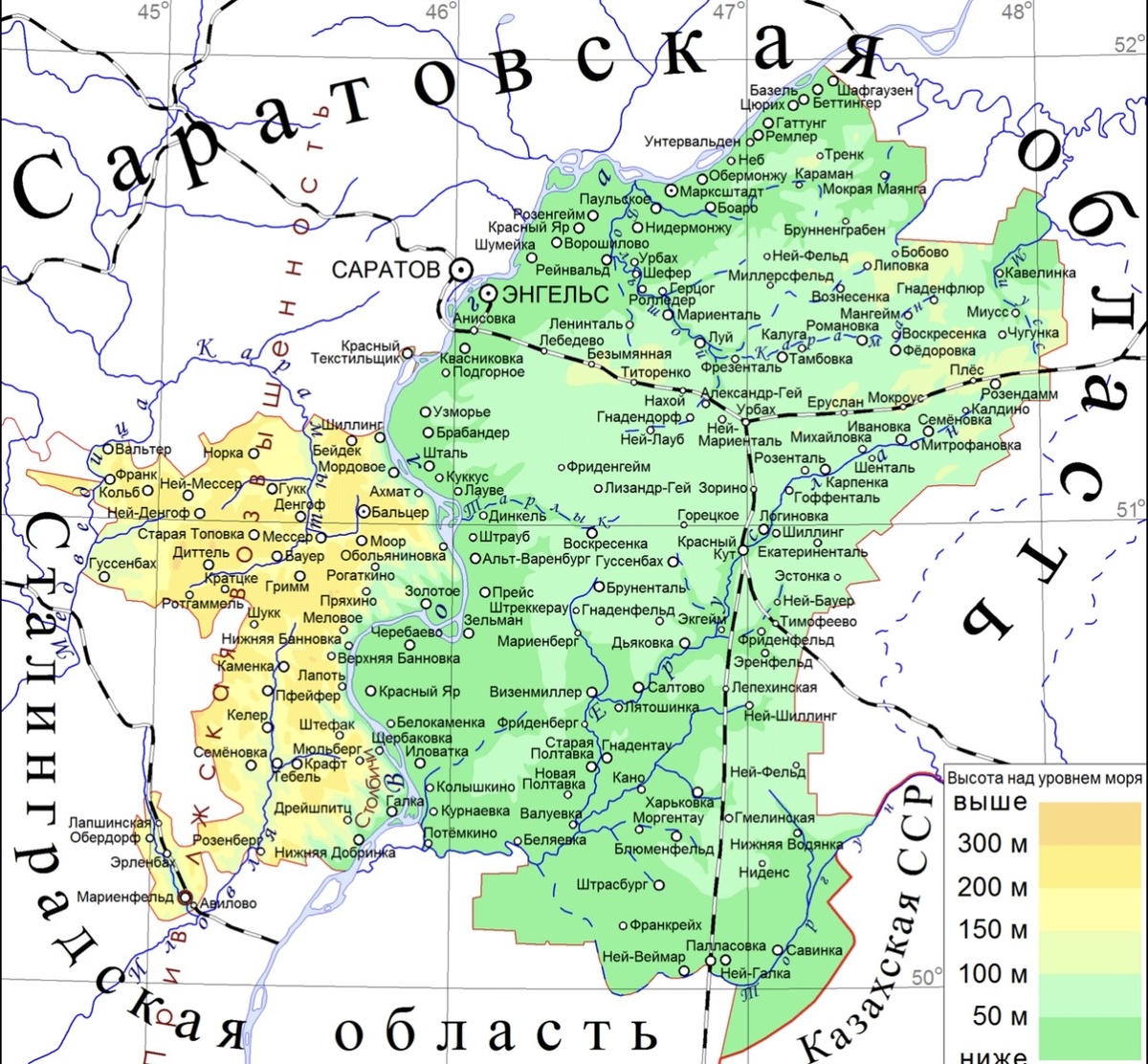 Карта АССР Немцев Поволжья, из Интернета. 