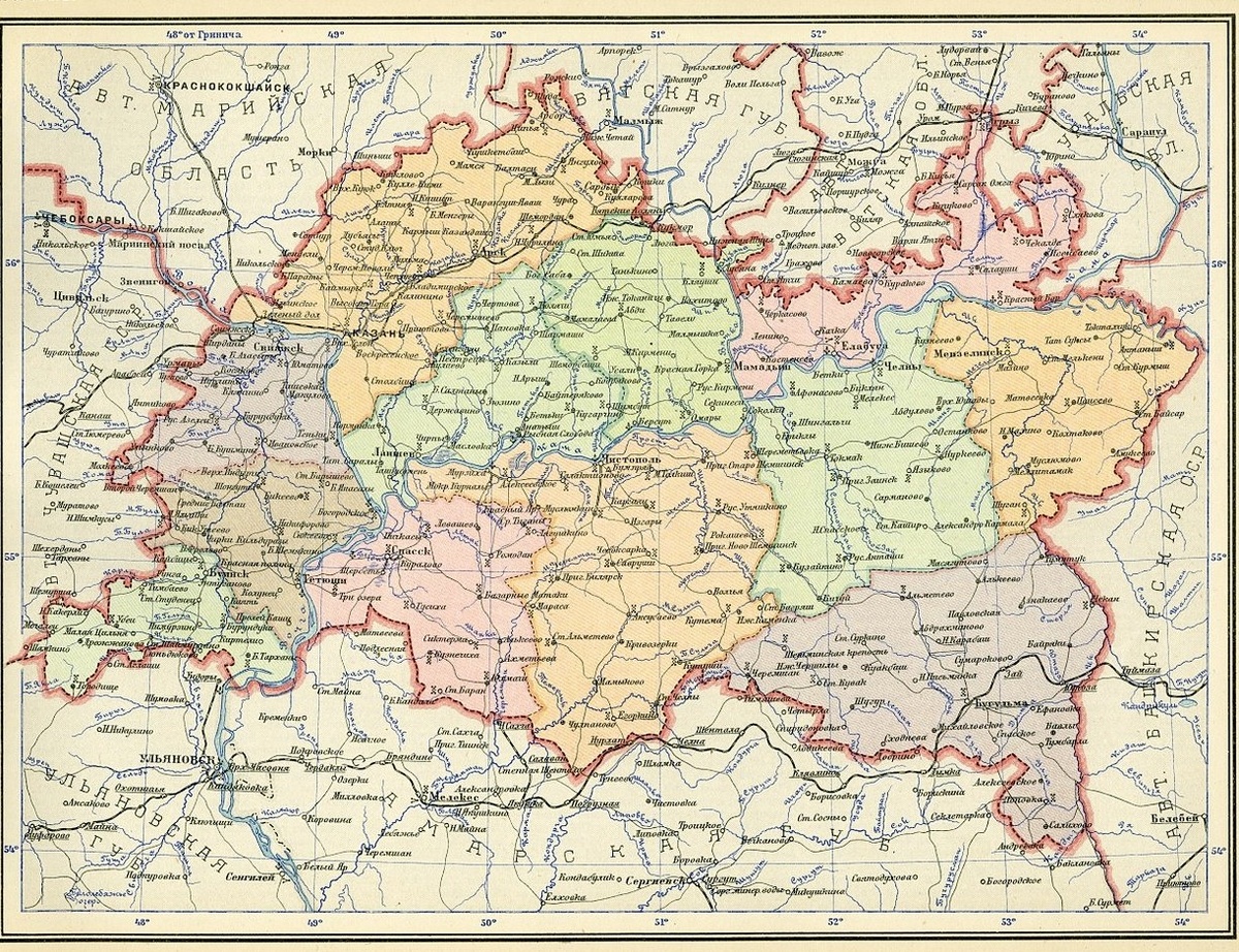Карта Татарской АССР, из Интернета. 