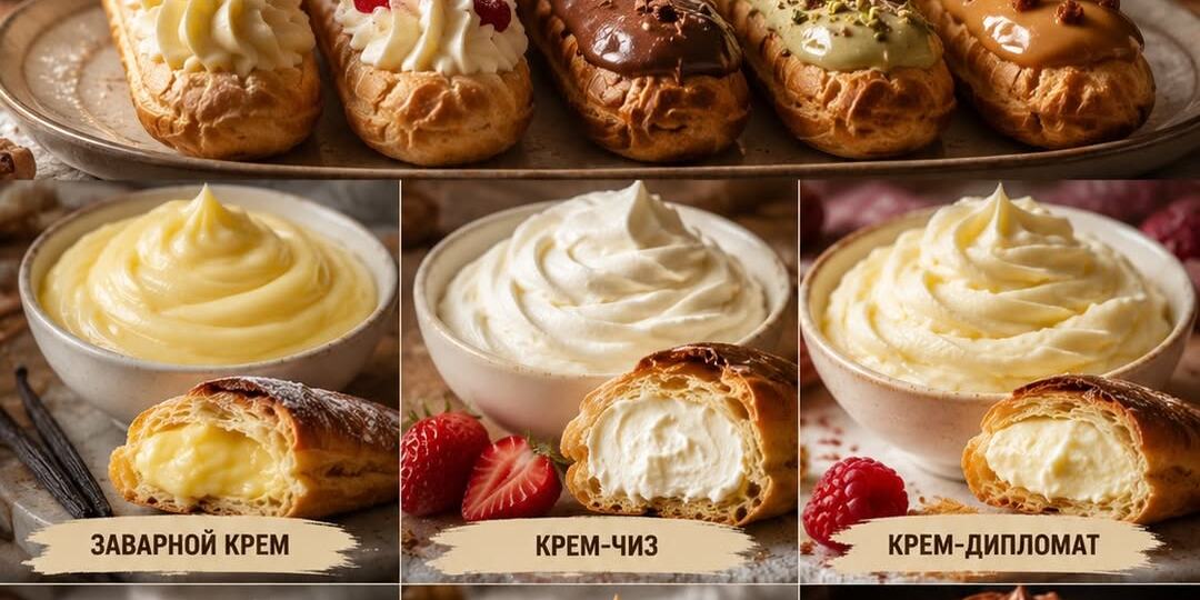 🧁 Секреты сладких начинок: 6 лучших кремов для эклеров и домашних тортов