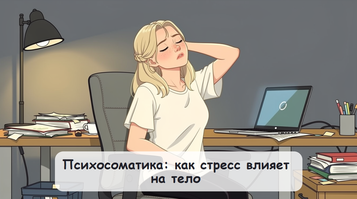 Обложка статьи "Психосоматика: как стресс влияет на тело". 