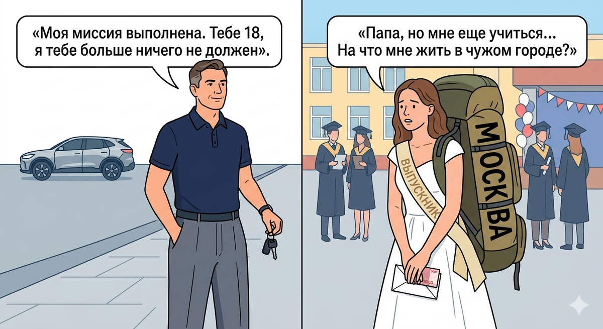«Ей пора работать, а не на шее сидеть»: отец отметил 18-летие дочери символическим подарком и считает, что выполнил долг перед дочерью, оставив бывшую жену один на один с расходами на московский вуз