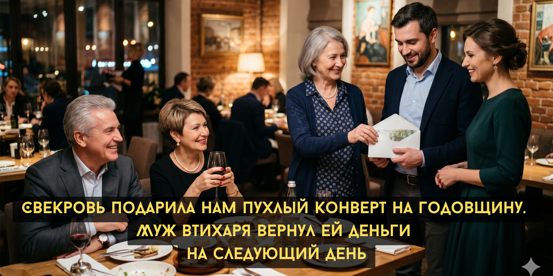 Свекровь подарила нам пухлый конверт на годовщину. Муж втихаря вернул ей деньги на следующий день