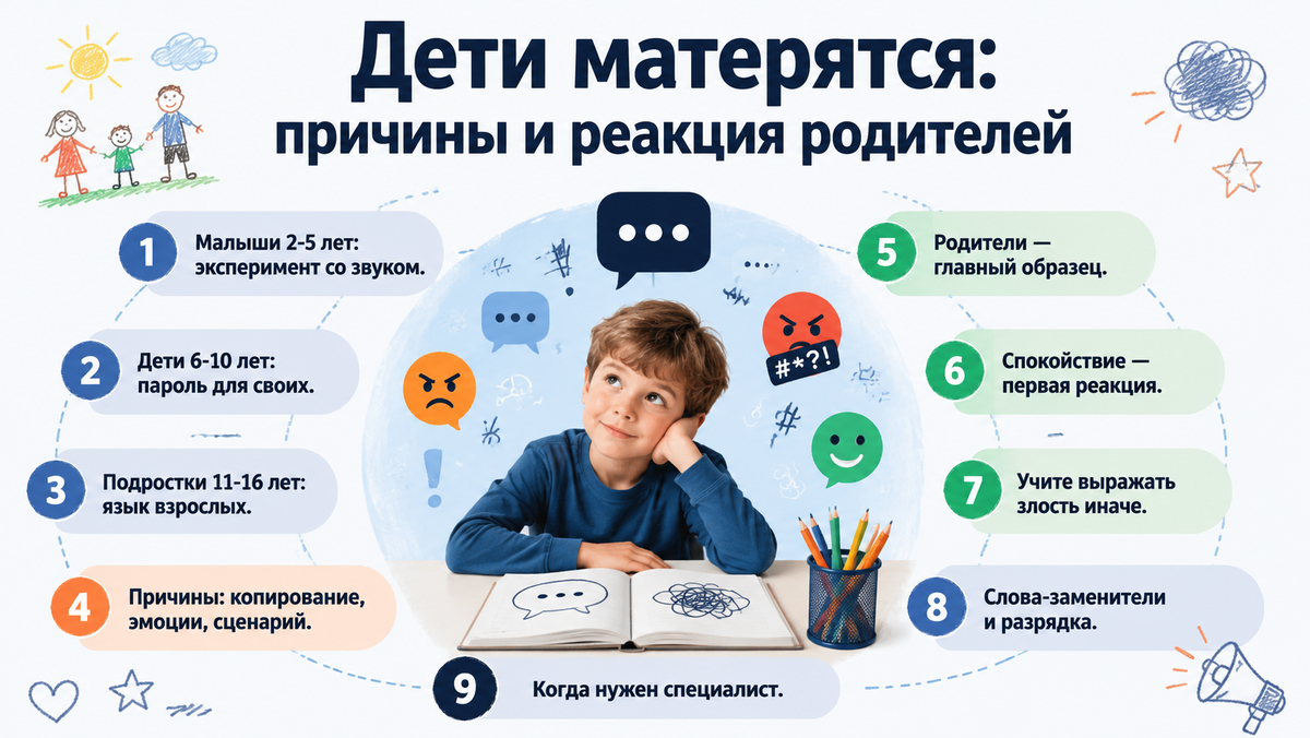 Дети матерятся: причины и реакция родителей  📷
