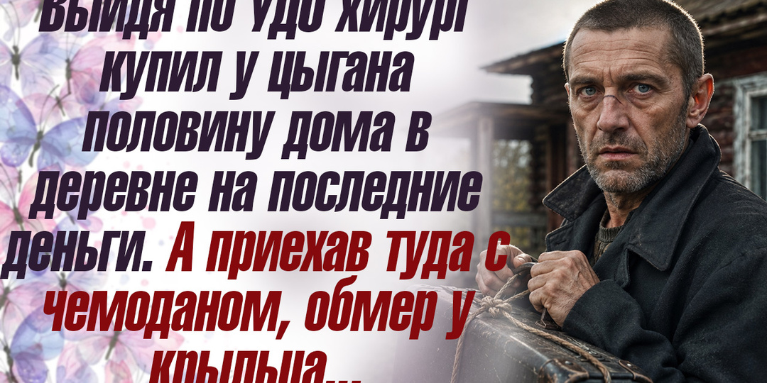 Выйдя по УДО хирург купил у цыгана половину дома в деревне на последние деньги. А приехав туда с чемоданом, обмер у крыльца.