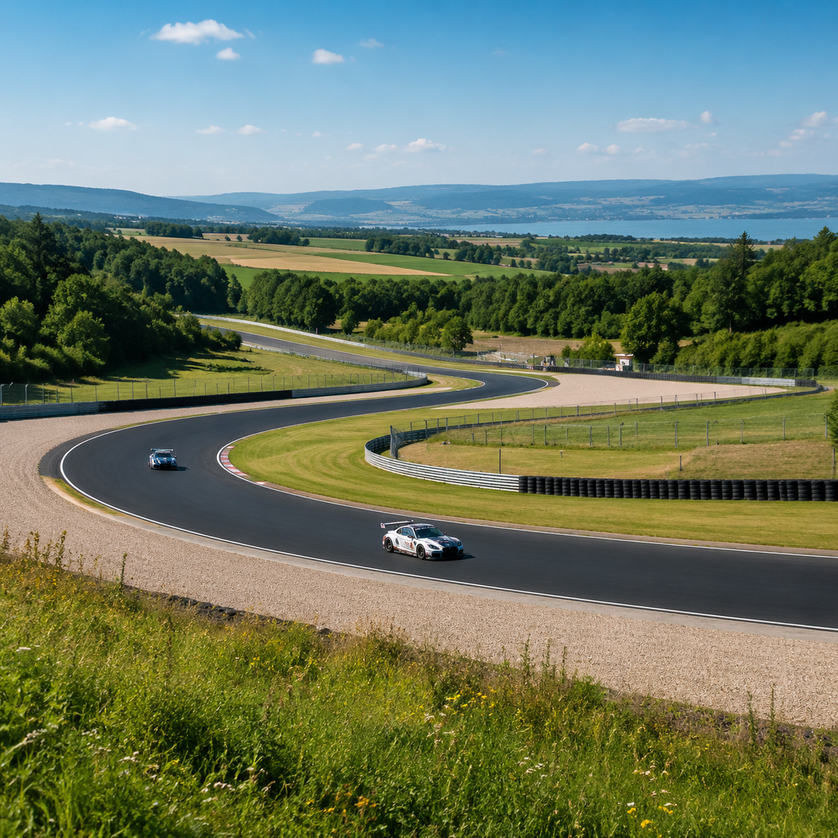 Литой асфальт на трассе Circuit de Lignières в кантоне Невшатель