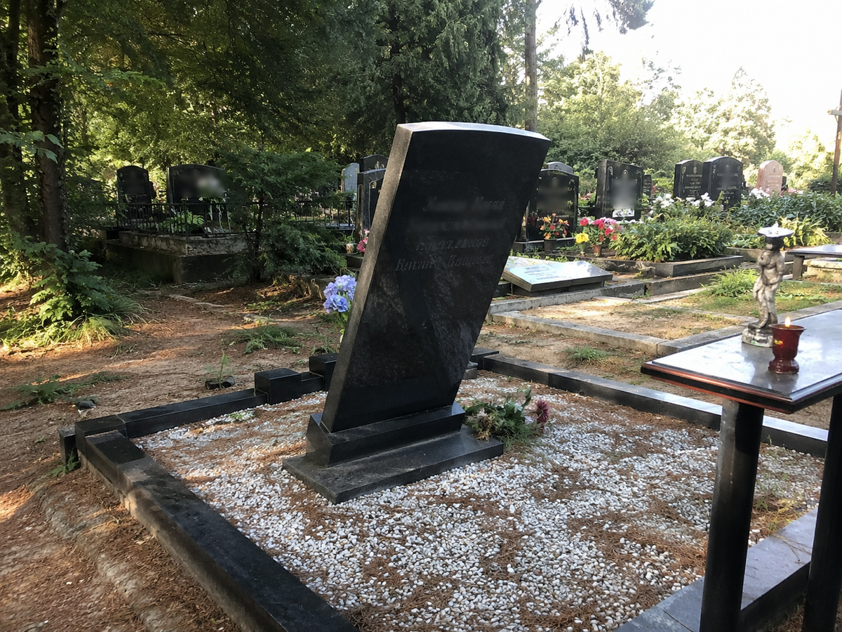 Памятник наклонился вперед. Наклон стеллы вместе с подставкой