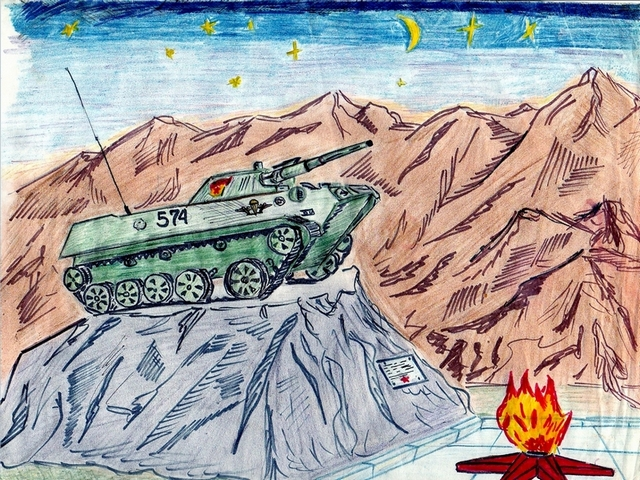 На фото: рисунок выполнен одним из десантников 7-й парашютно-десантной роты «Полтинника» в память о погибших друзьях.