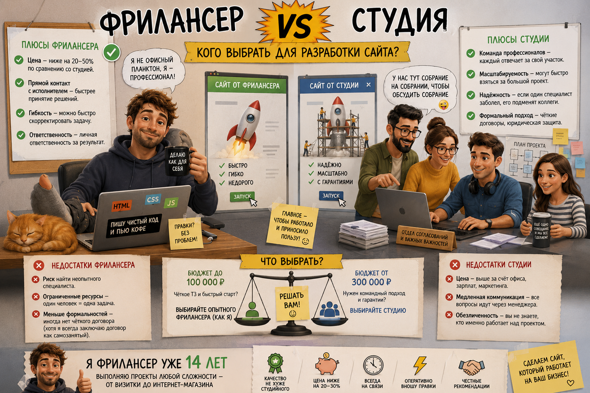 Фрилансер или студия: кого выбрать для сайта?