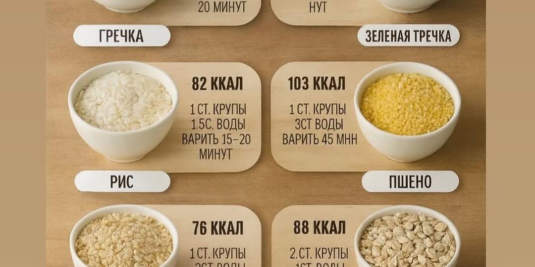 🍚 Секреты идеальной каши: удобная шпаргалка по пропорциям и времени варки
