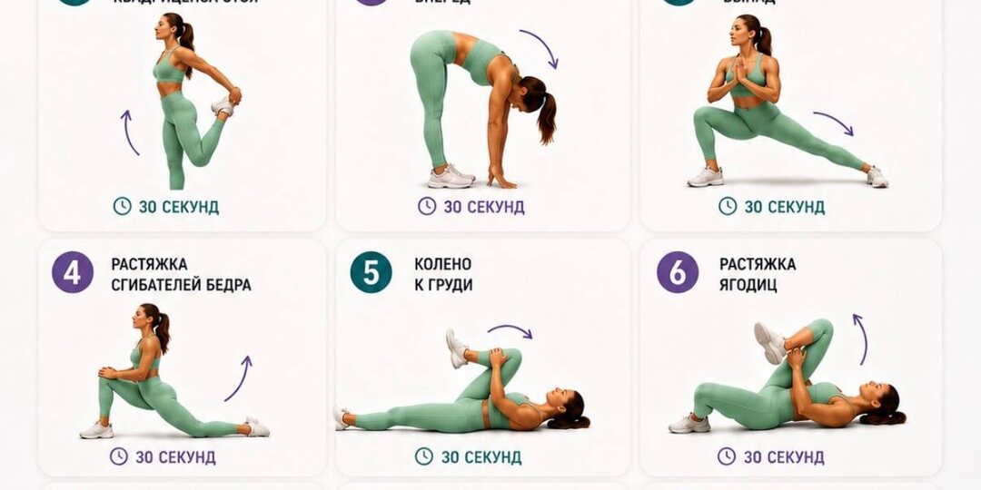 Комплекс растяжки для всего тела. 12 упражнений