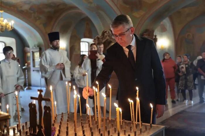 В храмах Тульской области прошли службы в память о погибших от атаки БЛПА. Фото © Telegram / Дмитрий Миляев