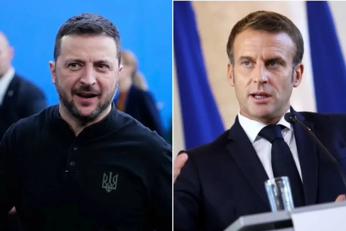    Владимир Зеленский; Эммануэль Макрон.