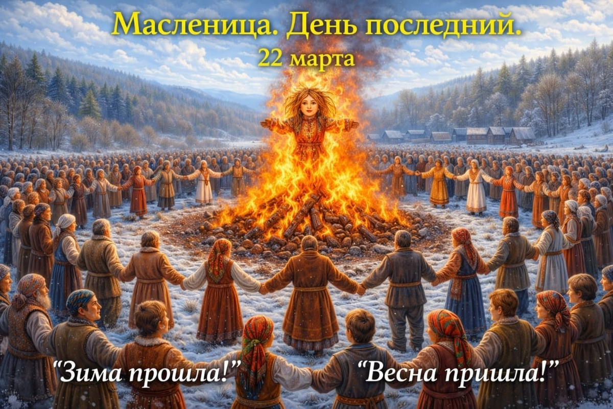 Последний день масленницы у славян, хоровод, исцеляющий костёр