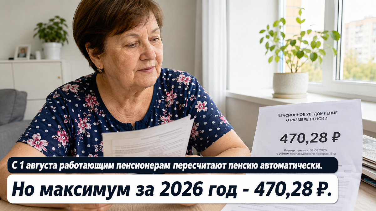 С 1 августа работающим пенсионерам пересчитают пенсию автоматически