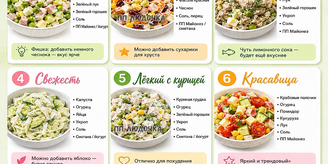 12 ПП САЛАТОВ ДЛЯ ПОХУДЕНИЯ 🥗