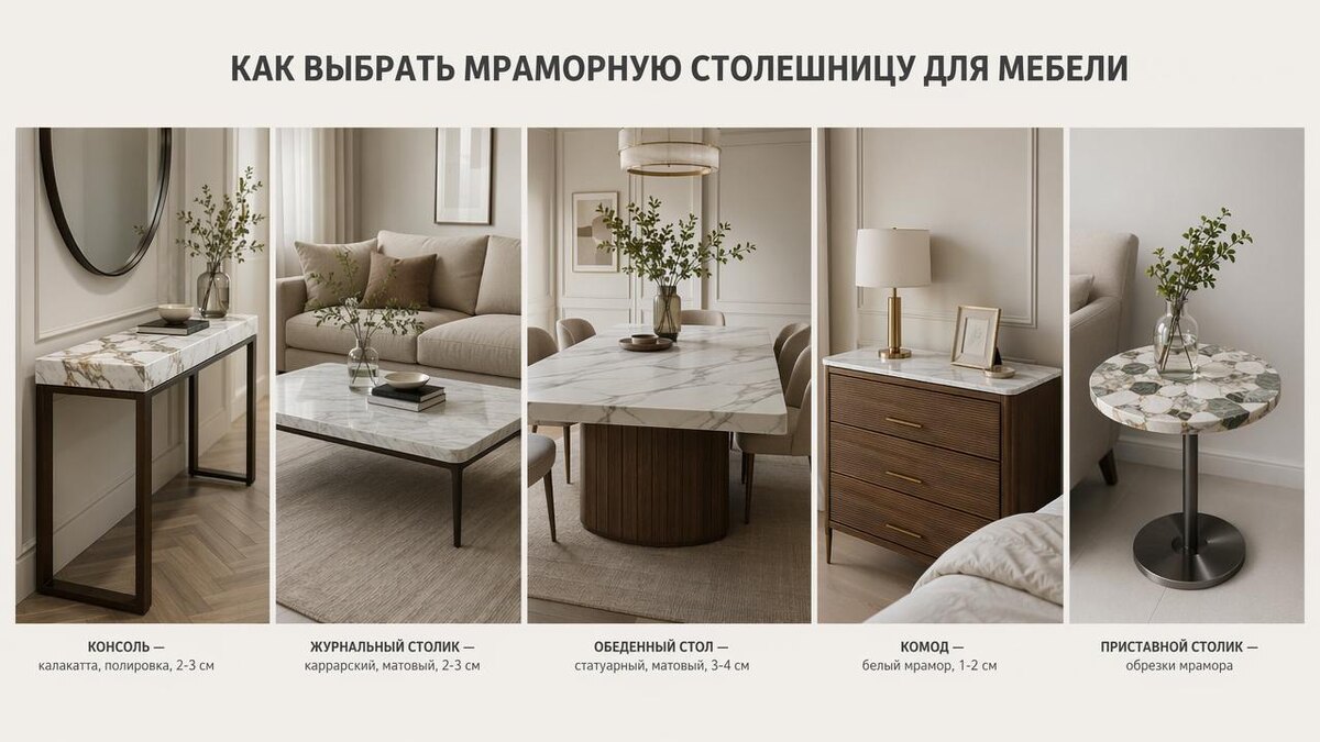 Мраморные столешницы для разной мебели