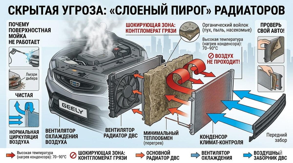 Инфографика загрязнения радиатора