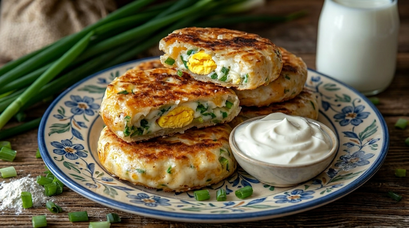 Ленивые пирожки с луком и яйцом