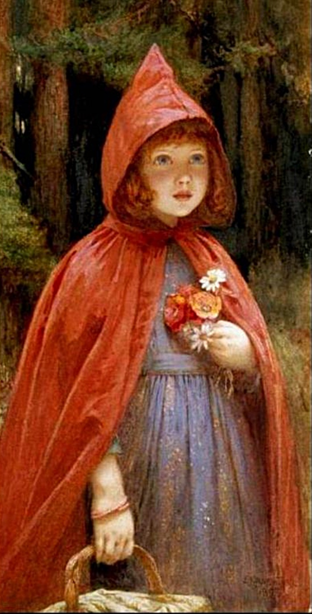 Красная шапочка (Little Red Riding Hood). 1895 г. Бумага, акварель. 47,5x24 см. Частное собрание.

