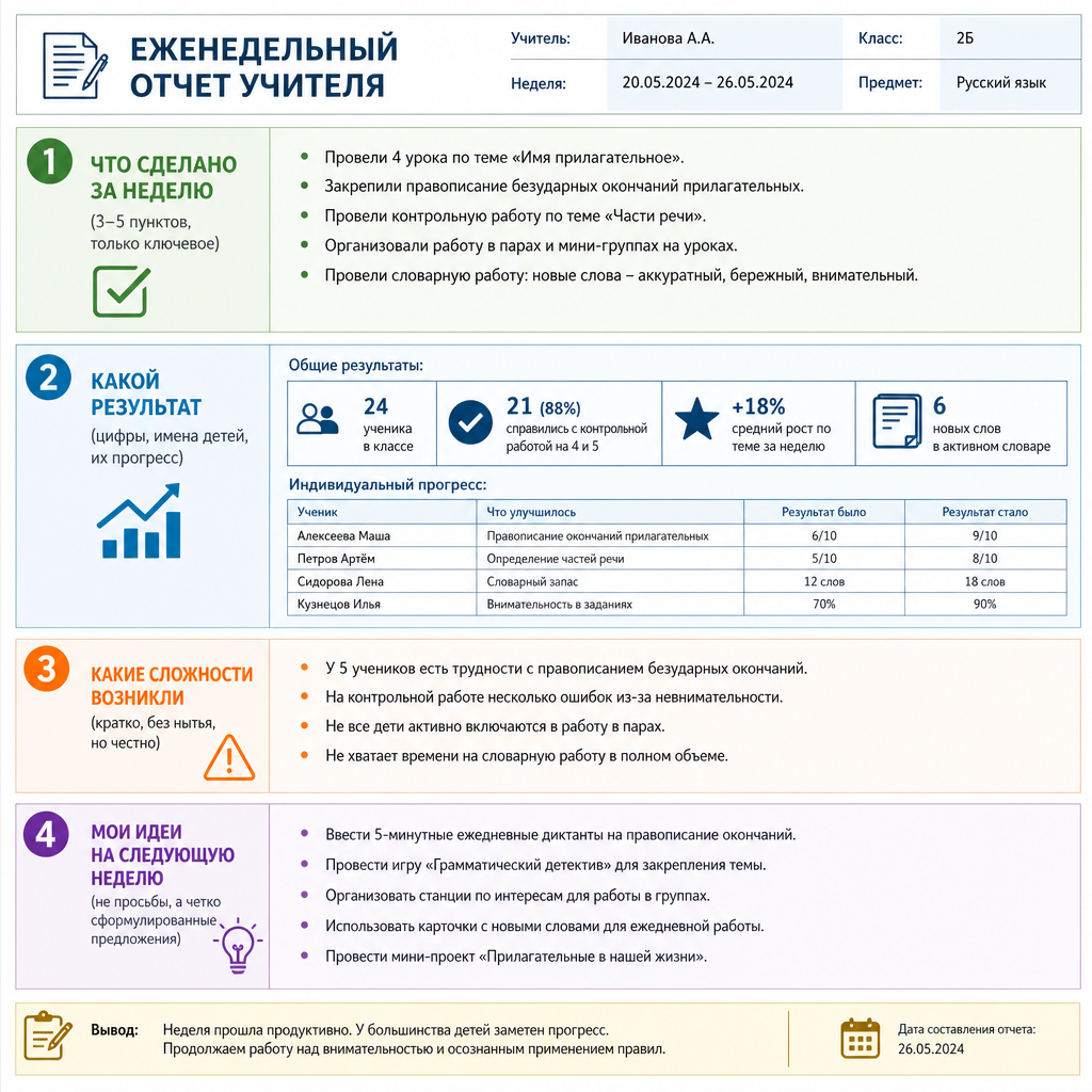 Пример заполнения