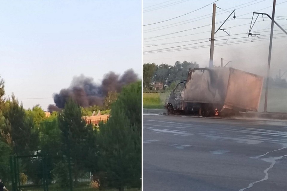    В Новосибирске в микрорайоне Весенний полностью сгорела «ГАЗель». Фото: предоставлено очевидцем