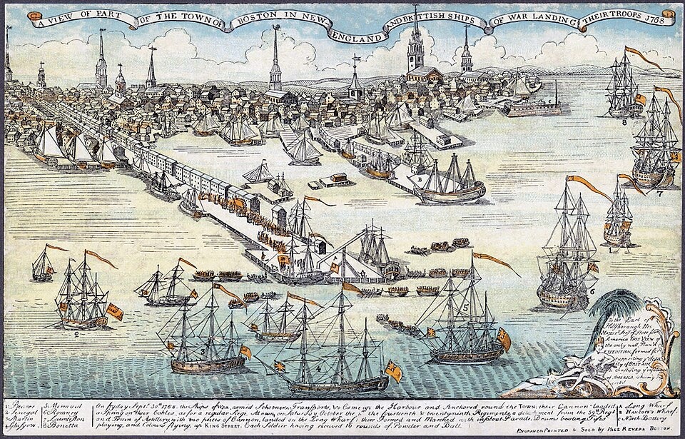 Английские солдаты входят в Бостон в 1768 году
